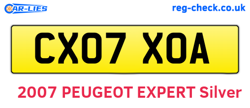 CX07XOA are the vehicle registration plates.