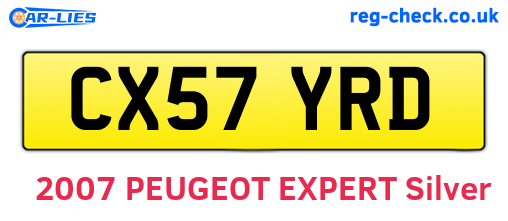 CX57YRD are the vehicle registration plates.