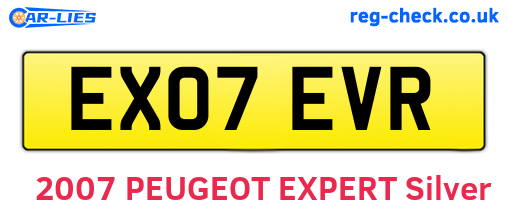 EX07EVR are the vehicle registration plates.