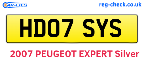 HD07SYS are the vehicle registration plates.