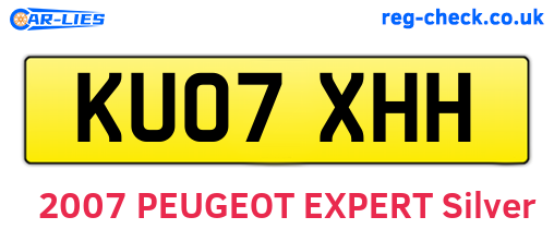 KU07XHH are the vehicle registration plates.