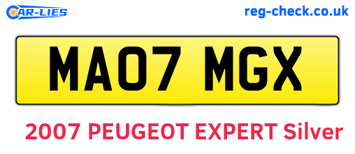 MA07MGX are the vehicle registration plates.