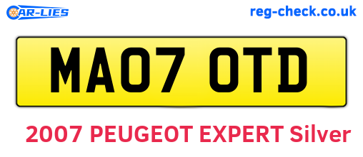 MA07OTD are the vehicle registration plates.