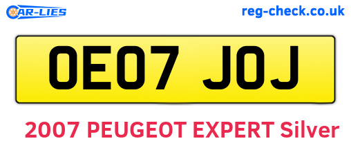 OE07JOJ are the vehicle registration plates.