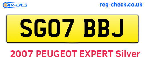 SG07BBJ are the vehicle registration plates.