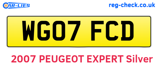 WG07FCD are the vehicle registration plates.