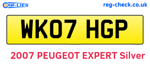 WK07HGP are the vehicle registration plates.