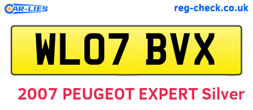 WL07BVX are the vehicle registration plates.