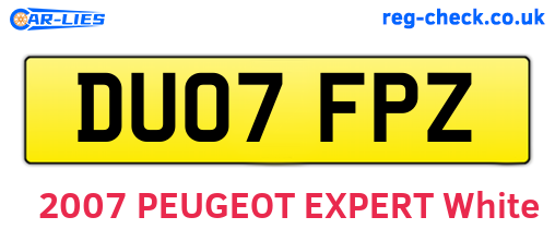 DU07FPZ are the vehicle registration plates.
