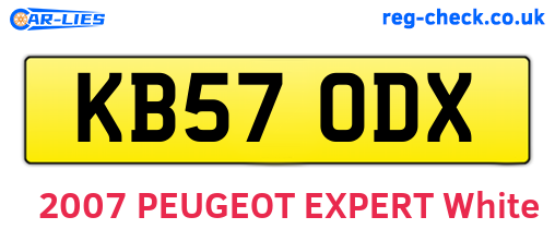 KB57ODX are the vehicle registration plates.