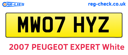MW07HYZ are the vehicle registration plates.