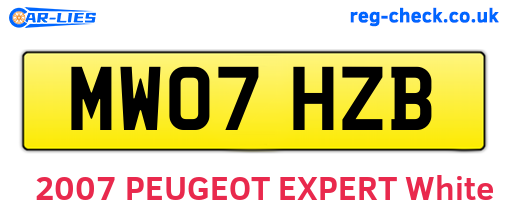 MW07HZB are the vehicle registration plates.