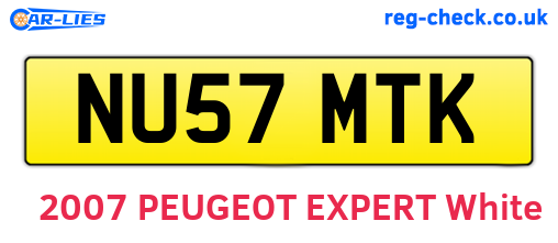 NU57MTK are the vehicle registration plates.