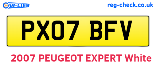 PX07BFV are the vehicle registration plates.