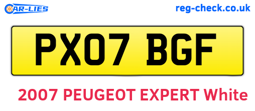PX07BGF are the vehicle registration plates.
