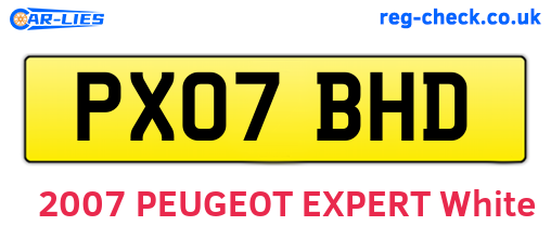 PX07BHD are the vehicle registration plates.