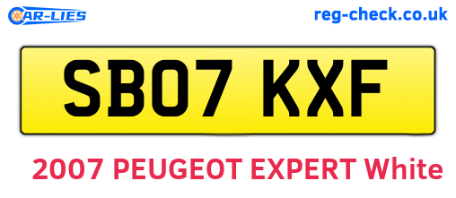 SB07KXF are the vehicle registration plates.