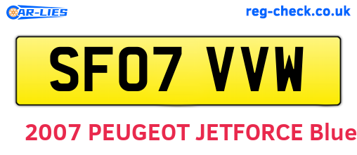 SF07VVW are the vehicle registration plates.