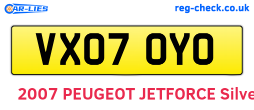 VX07OYO are the vehicle registration plates.