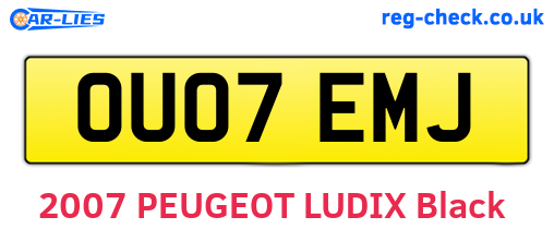 OU07EMJ are the vehicle registration plates.