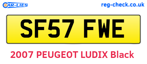 SF57FWE are the vehicle registration plates.