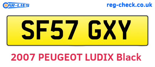 SF57GXY are the vehicle registration plates.