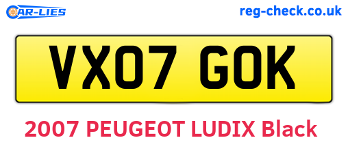 VX07GOK are the vehicle registration plates.