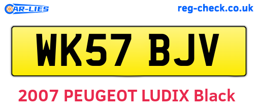 WK57BJV are the vehicle registration plates.