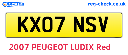 KX07NSV are the vehicle registration plates.