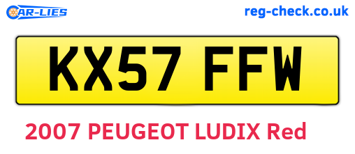 KX57FFW are the vehicle registration plates.