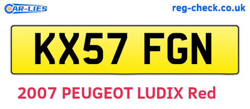 KX57FGN are the vehicle registration plates.