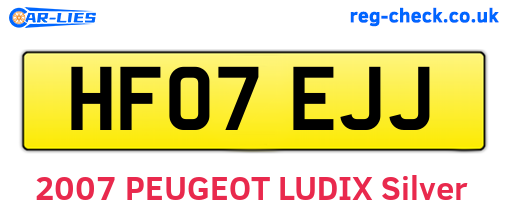 HF07EJJ are the vehicle registration plates.