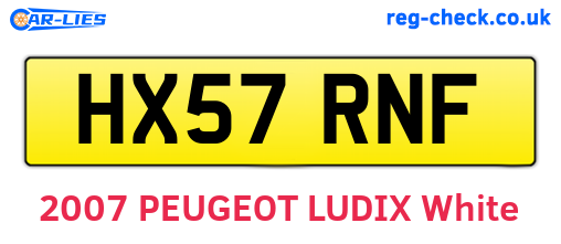 HX57RNF are the vehicle registration plates.
