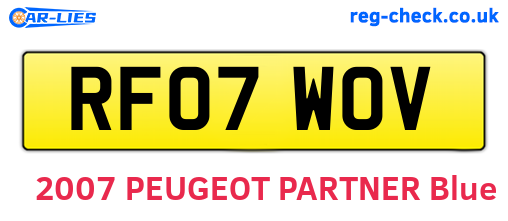 RF07WOV are the vehicle registration plates.