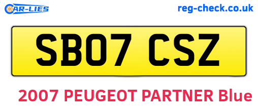 SB07CSZ are the vehicle registration plates.