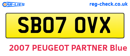 SB07OVX are the vehicle registration plates.