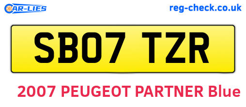 SB07TZR are the vehicle registration plates.
