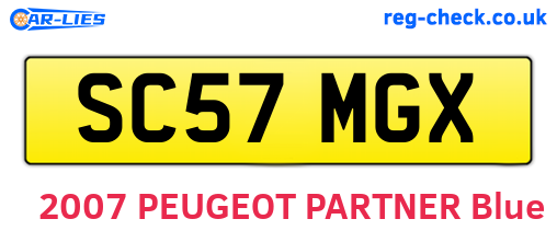 SC57MGX are the vehicle registration plates.