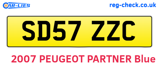 SD57ZZC are the vehicle registration plates.