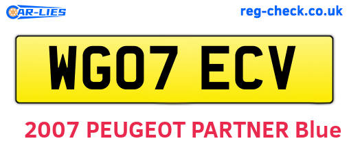 WG07ECV are the vehicle registration plates.