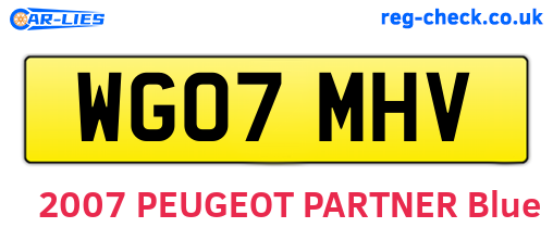 WG07MHV are the vehicle registration plates.