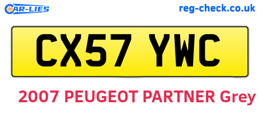 CX57YWC are the vehicle registration plates.