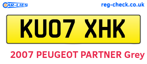 KU07XHK are the vehicle registration plates.