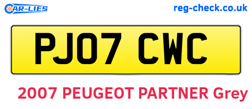 PJ07CWC are the vehicle registration plates.
