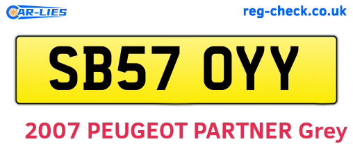 SB57OYY are the vehicle registration plates.