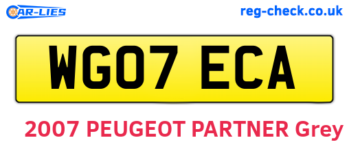 WG07ECA are the vehicle registration plates.