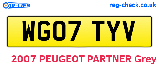WG07TYV are the vehicle registration plates.