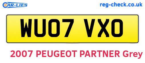 WU07VXO are the vehicle registration plates.