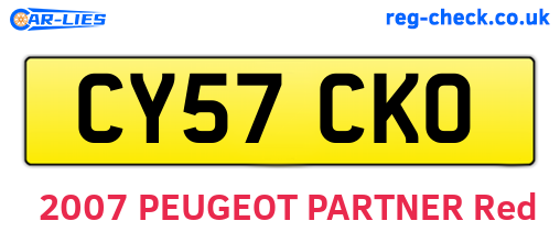 CY57CKO are the vehicle registration plates.