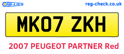 MK07ZKH are the vehicle registration plates.